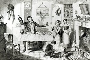 La Bouteille, Planche I, La bouteille est produite pour la première fois : le mari incite sa femme 